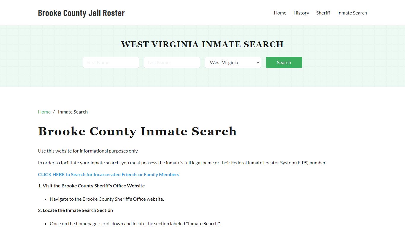 Brooke County, WV Detainee Lookup