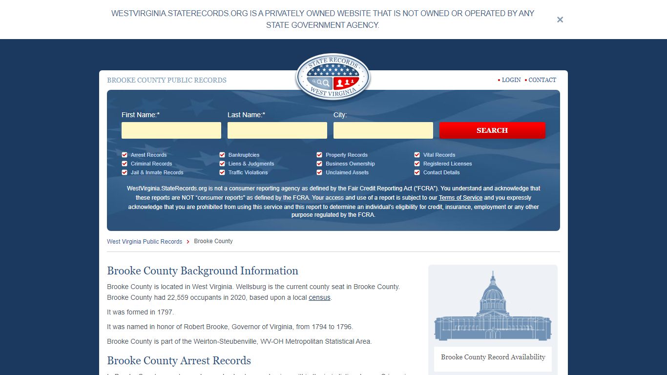 Brooke County Arrest, Court, and Public Records | StateRecords.org